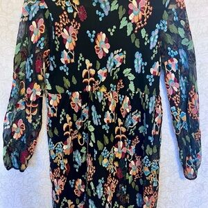 Philosophy Black Dress with Colorful Floral Embroidery
